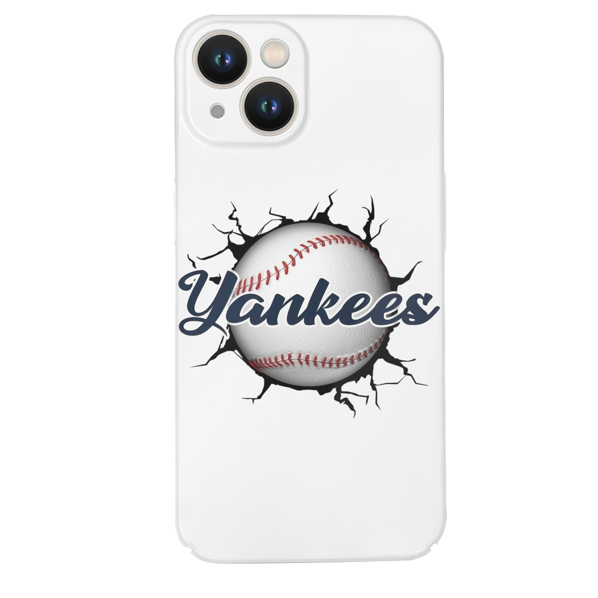 Yankees Baseball Wall And Art IPhone 14 Series Full-Cover Hard Case – Shockproof With Raised Camera Protection – Precise Cutouts, Wireless Charging Compatible – Durable, Anti-Yellowing, Easy To Clean